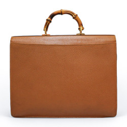 Cartable GUCCI Bamboo cuir caramel 