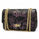 Sac 2.55 CHANEL Paris New-York graffitis Reissue façon croco