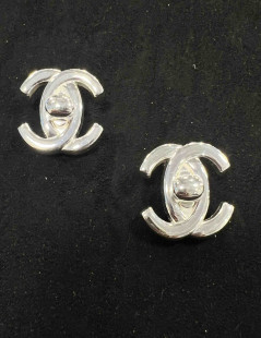 Clips turnlock CHANEL argent Vintage