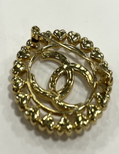 Broche CHANEL ronde dorée 