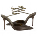 Escarpins T 38,5 RENE CAOVILLA en cuir lisse bronze, un serpent strass