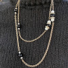 MARGUERITE de VALOIS silver chain, black and white molten glass and Swarovski crystals necklace