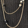 MARGUERITE de VALOIS silver chain, black and white molten glass and Swarovski crystals necklace