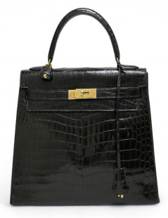 Kelly crocodile Porosus 32 noir