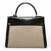 Sac HERMES Kelly 28 toile et cuir vintage