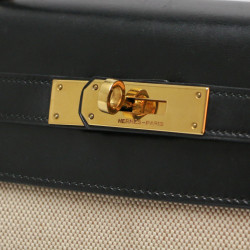 Kelly 28 toile et cuir vintage HERMES