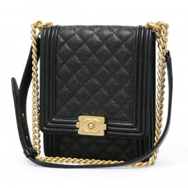 Sac Boy CHANEL Nord Sud vertical grainé noir