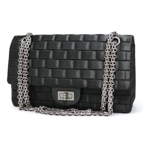 2.55 CHANEL satin noir all black