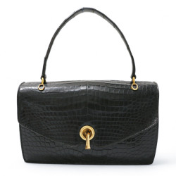 Sac Clou HERMES crocodile noir Vintage