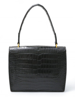 Sac Clou HERMES crocodile noir Vintage