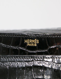 Sac Clou HERMES crocodile noir Vintage