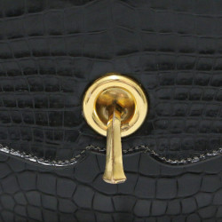 Sac Clou HERMES crocodile noir Vintage