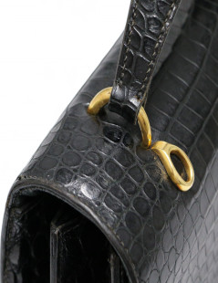 Sac Clou HERMES crocodile noir Vintage