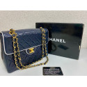 Sac vintage CHANEL bleu et blanc