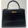 Sac Kelly 28 sellier HERMES cuir box noir