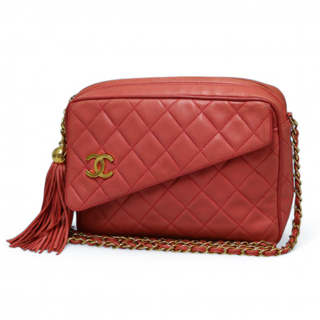 Sac Caméra CHANEL rose cuir d'agneau