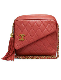 Sac Caméra CHANEL rose cuir d'agneau