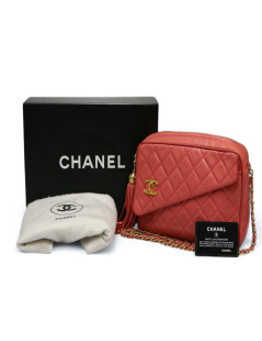 Sac Caméra CHANEL rose cuir d'agneau