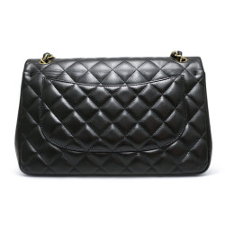 Jumbo CHANEL cuir lisse noir