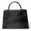 Kelly 32 HERMES Porosus noir Vintage