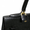 Kelly 32 HERMES Porosus noir Vintage