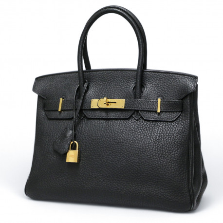 Birkin 30 HERMES cuir Fiord noir