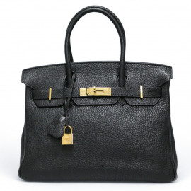 Birkin 30 HERMES cuir Fiord noir