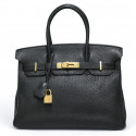 Birkin 30 HERMES cuir Fiord noir