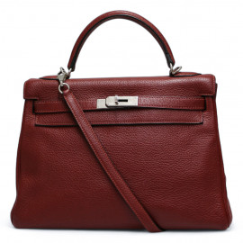 Kelly 32 HERMES cuir de veau Togo Bordeaux