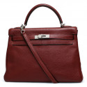 Kelly 32 HERMES cuir de veau Togo Bordeaux