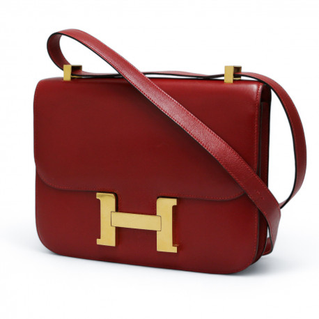 Constance HERMES cuir box rouge H