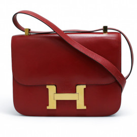 Constance HERMES cuir box rouge H