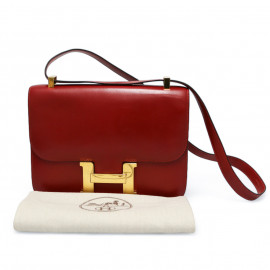 Constance HERMES cuir box rouge H