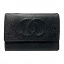 Compagnon CHANEL cuir grainé noir