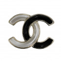 Broche CHANEL bicolore nacre et noir