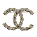 Broche perles CHANEL strass rose