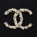 Broche perles CHANEL strass rose