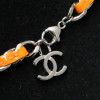 Ceinture sautoir CHANEL chaine entrelacé cuir orange