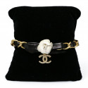 Bracelet CHANEL camélia métal et cuir