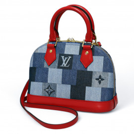 Sac ALma BB LOUIS VUITTON denim damier Monigram patchwork