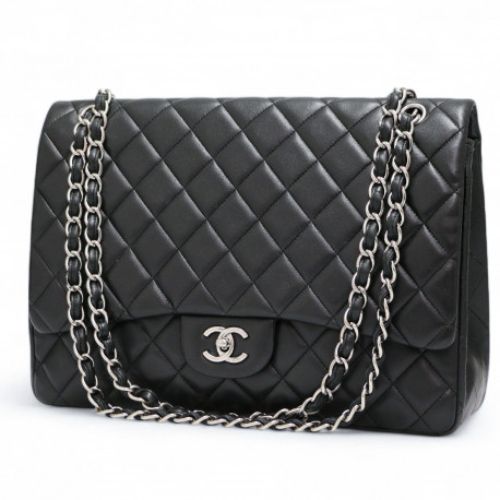 Maxi Jumbo CHANEL cuir matelassé noir