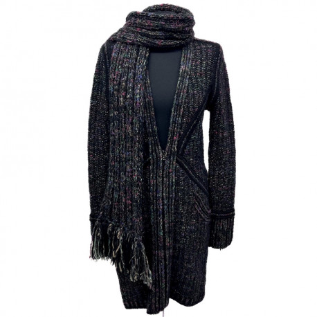 Manteau CHANEL T38 tricot cachemire