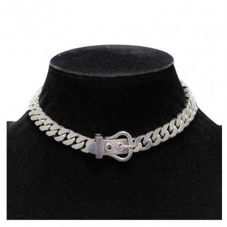 Collier boucle sellier HERMES argent massif