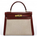 Kelly 28 toile et cuir HERMES rouge h