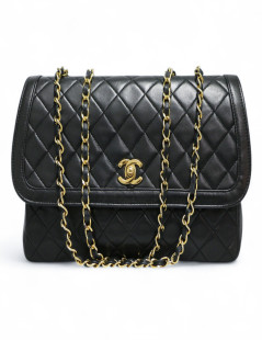 Sac CHANEL noir simple rabat