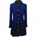 Manteau CHANEL T 36 tweed bleu roi