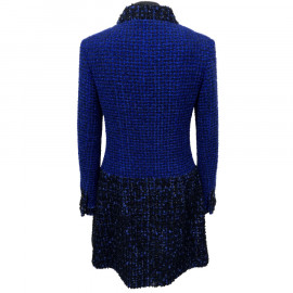 Manteau CHANEL T 36 tweed bleu roi