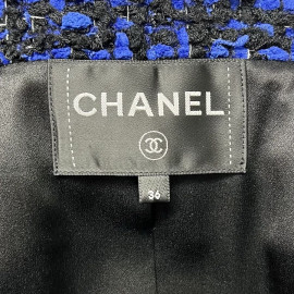 Manteau CHANEL T 36 tweed bleu roi