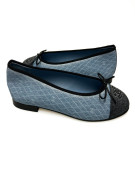 Ballerines CHANEL T 41 denim bleu marine gris foncé