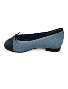 Ballerines CHANEL T 41 denim bleu marine gris foncé